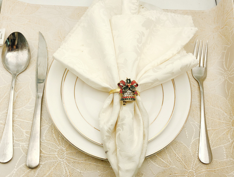 酒店圣诞花环镶钻餐巾扣餐巾圈口布圈餐巾环厂家批发
