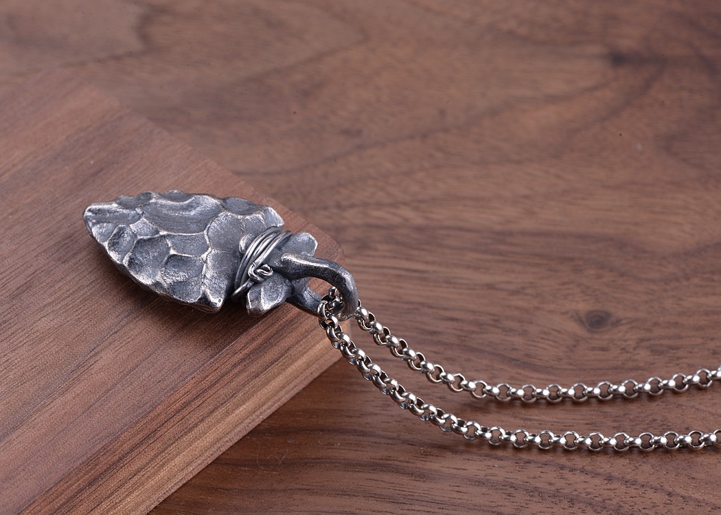 金鹿王 s925银 男士仿古石器箭矢吊坠 复古女生配饰品 泰银批发