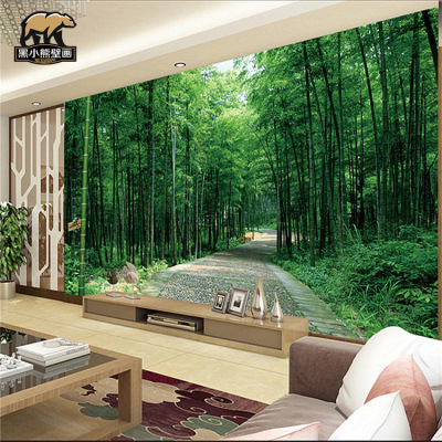 竹林竹子自然田园风景3d5d立体背景墙纸酒楼饭店壁画工装定制壁纸
