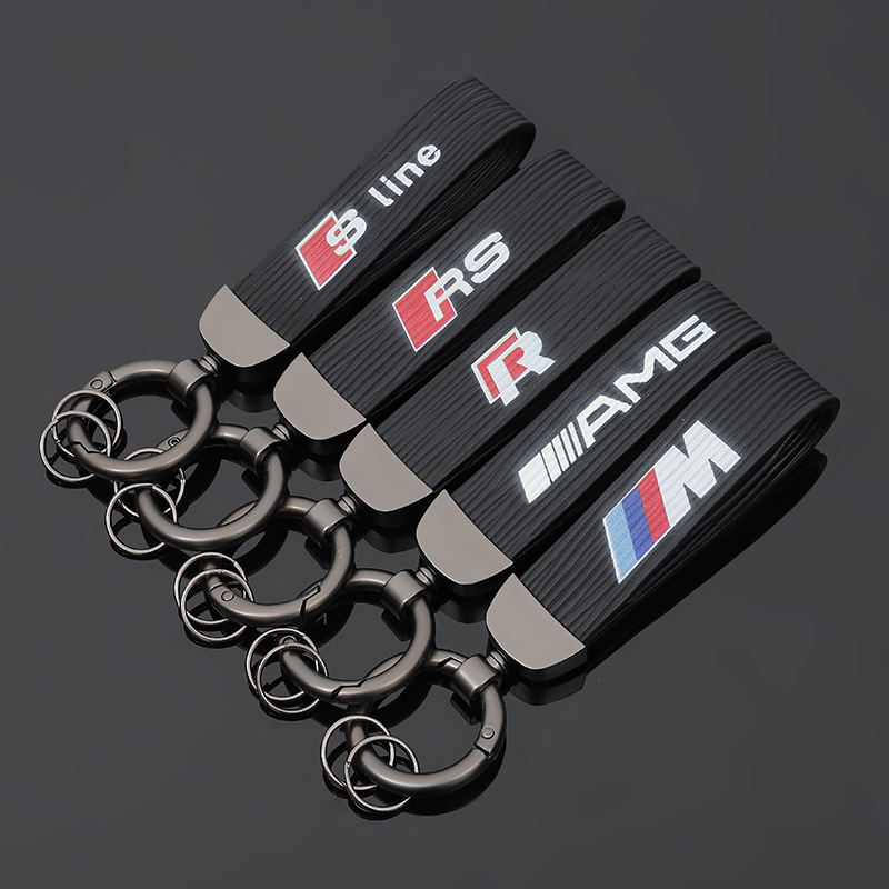 m三色运动标奔驰amg奥迪sline奥迪rs大众r汽车运动改装车标钥匙扣