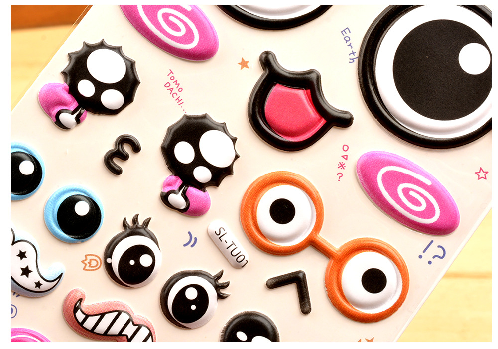 闪乐3d立体大眼睛趣味泡棉贴儿童玩具想象力红唇眼睛创意搭配