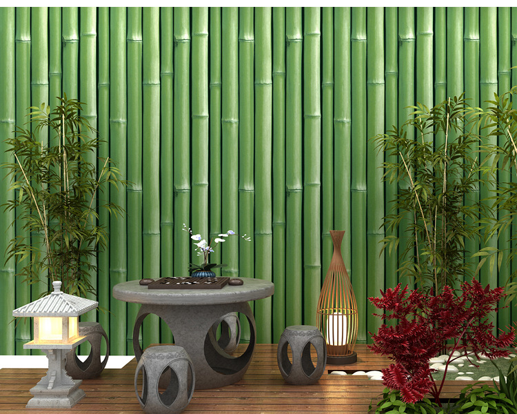 3d竹子壁纸餐厅茶楼酒店饭店玄关客厅电视背景墙古典中式风格墙纸