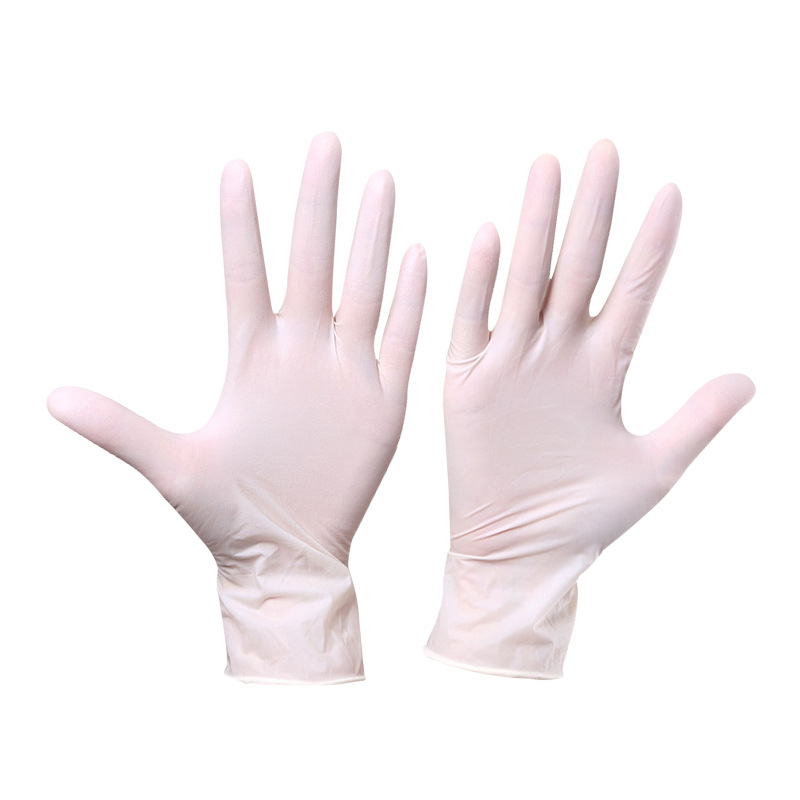 厂家供应无粉麻面乳胶手套 一次性食品厂防滑实验室医用橡胶手套