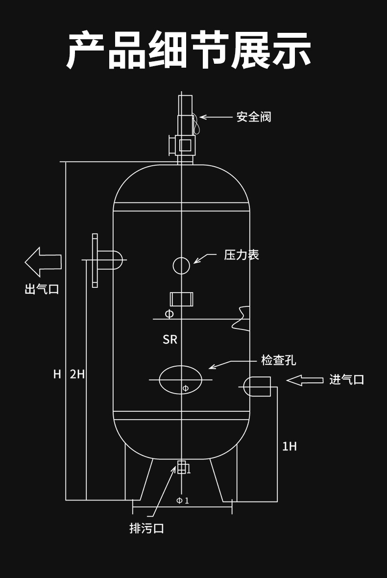 8/1.0立方高压储气罐压力容器真空罐