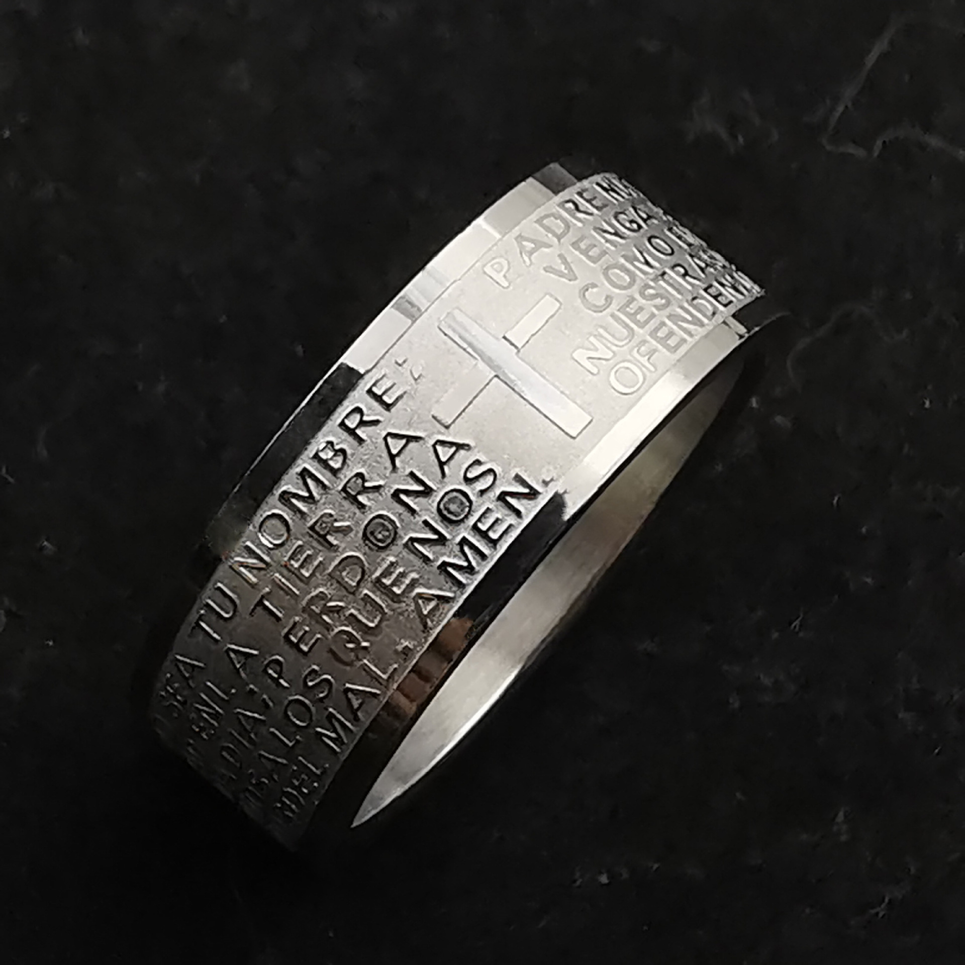 速卖通热卖十字圣经经文钛钢不锈钢戒指饰品stainlesssteel ring