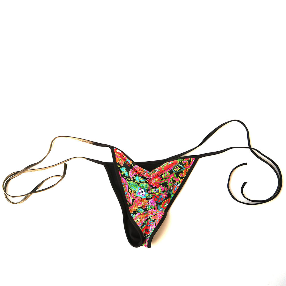 亚马逊超性感丁字比基尼裤子欧美巴西泳裤温泉黑色纯色裤子