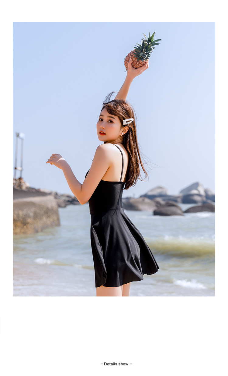 rixssxg 泳衣女 遮肚大码 宽松保守裙式连体游泳温泉吊带胖mm露背