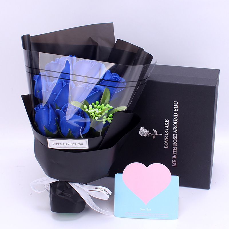 Teacher's Day Carnation 9 Soap Bouquet Gift Box Rose 520 Valentine's Day Gift Simulation Bouquet Gift Flower