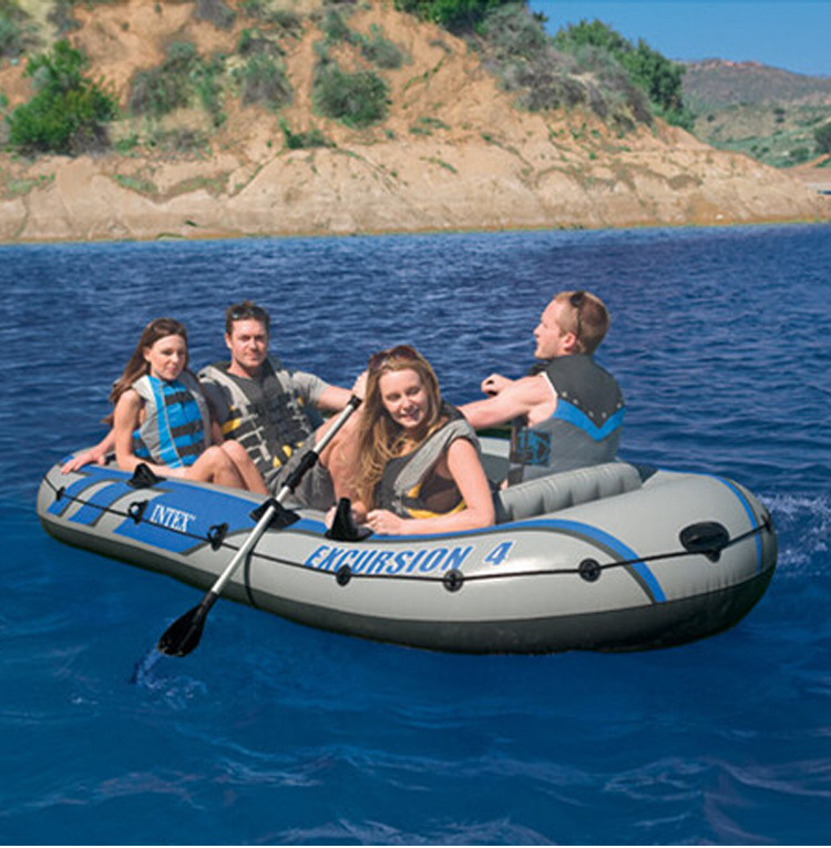 intex救生船钓鱼船68324漂流者系列船组4人户外皮划艇充气橡皮船