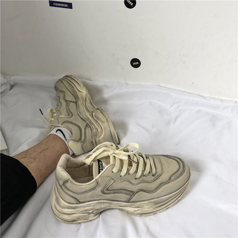 韩国做旧小脏鞋男原宿ulzzang港风增高老爹鞋2019新款学生运动鞋