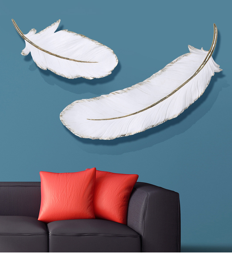 羽毛壁挂轻奢墙面装饰品客厅背景墙壁挂件餐厅玄关装饰墙创意挂饰