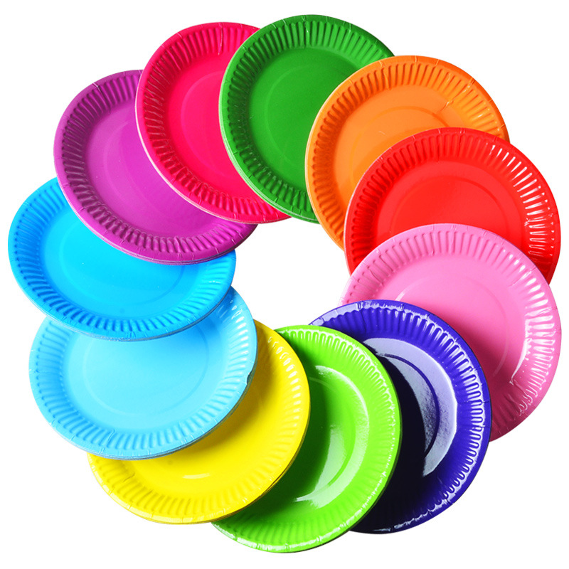 小号彩色纸盘美劳彩盘手工diy幼儿园亲子区域材料10个