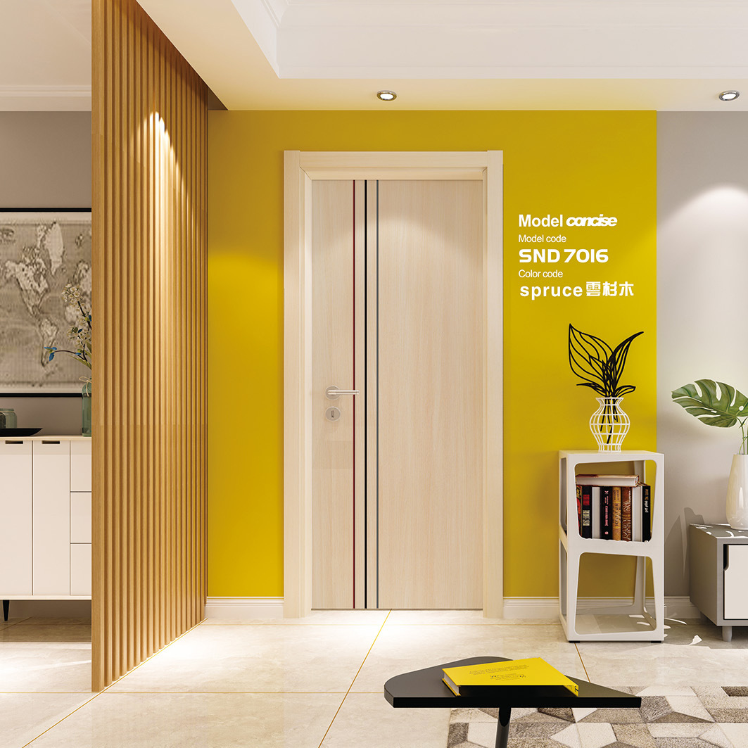 现代时尚简约风德式实木拼接门室内卧室复合木门定制尺寸隔音防潮