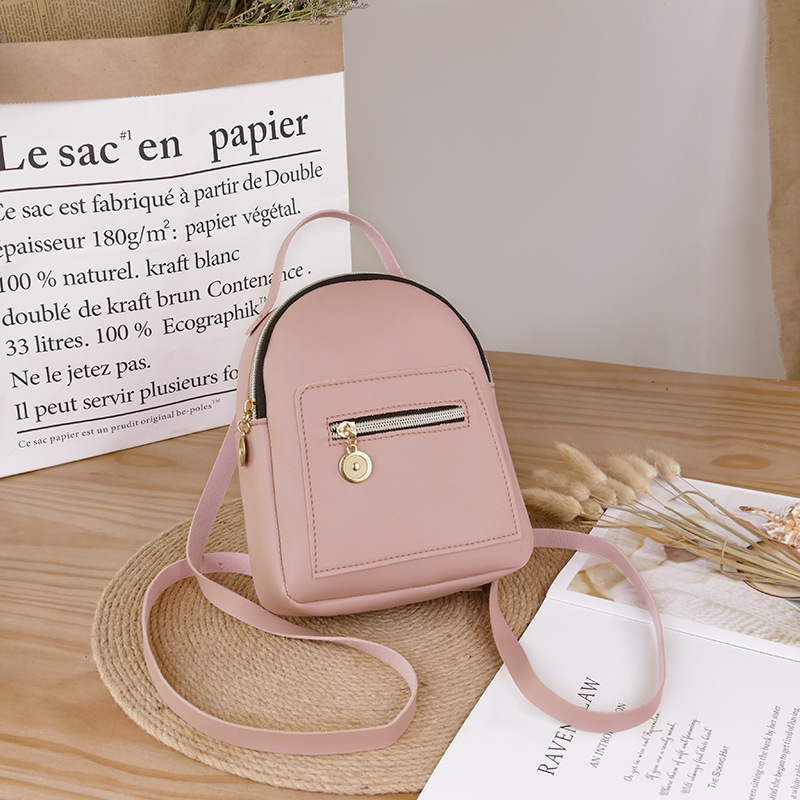 2022 Simple Solid Color College Backpack Multi-Functional Mini Schoolbag Women's Shoulder Bag Crossbody Portable Coin Purse