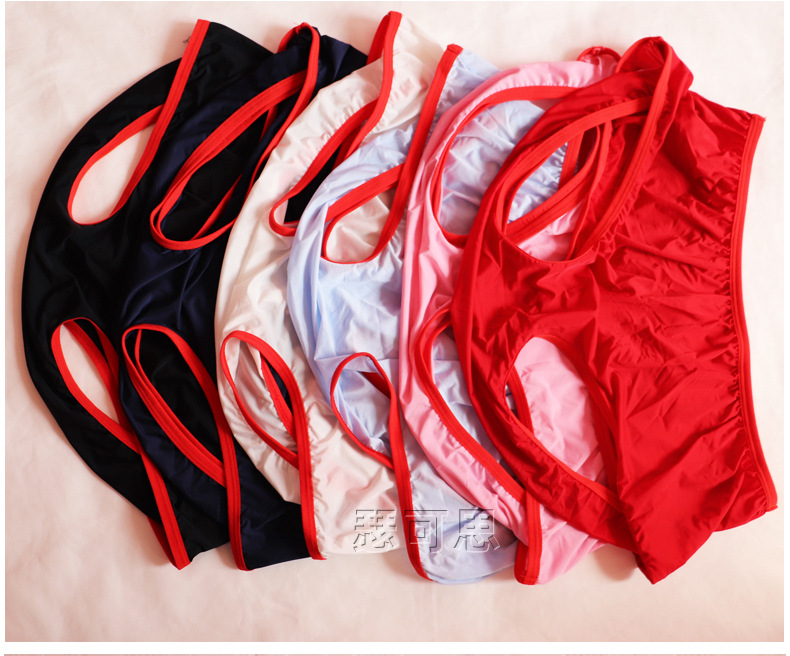 双人情侣内裤连体丝滑男女共用情趣内衣夫妻调情用品弹力裤兜3301