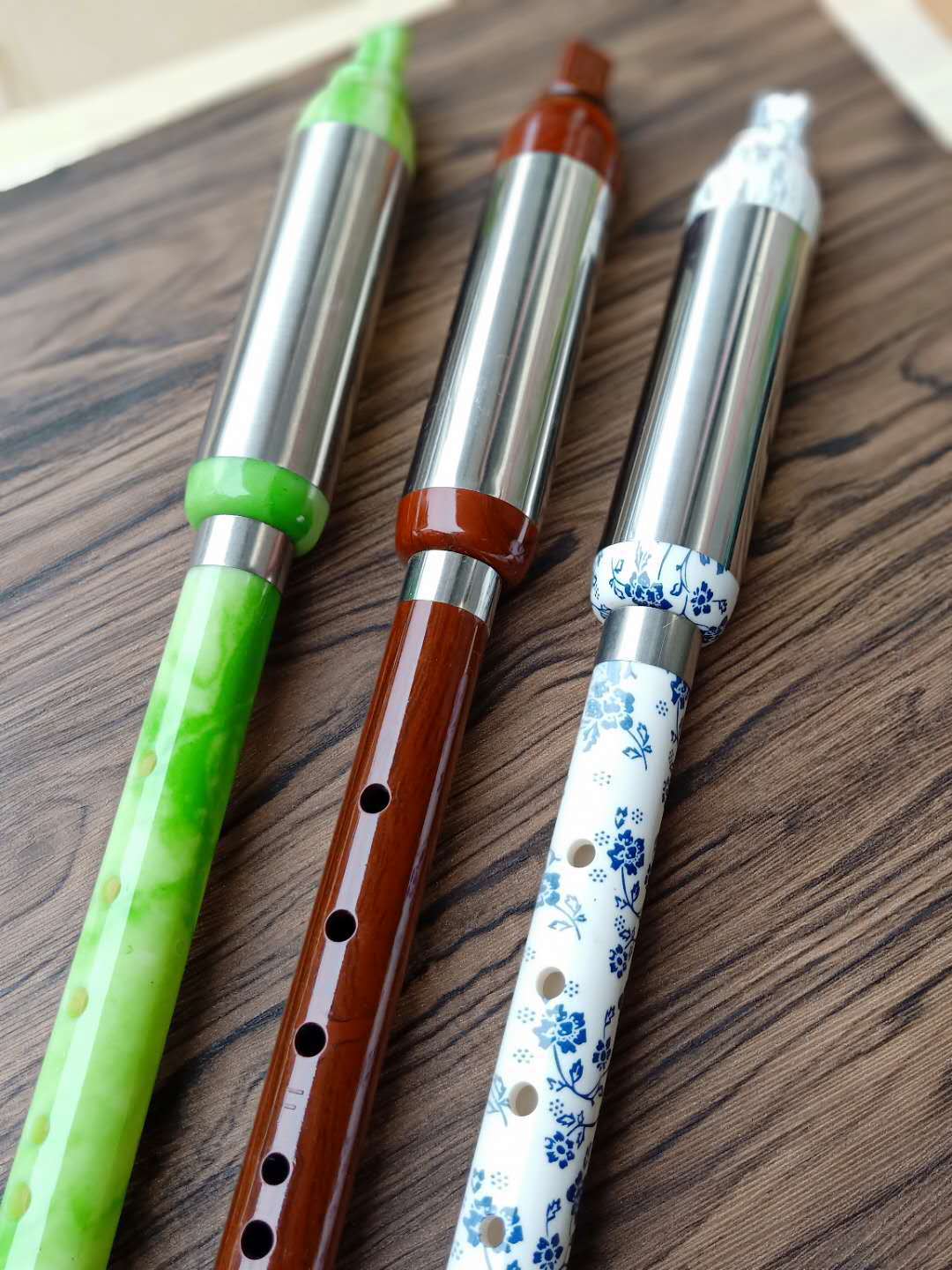 仿玉青花红木绿檀镀铜g/f调c调降b调竖吹巴乌初学演奏型民族乐器