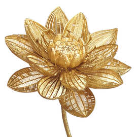 莲花 荷花 金色仿真花 工厂直销 新中式 家居装饰 人造花 礼佛