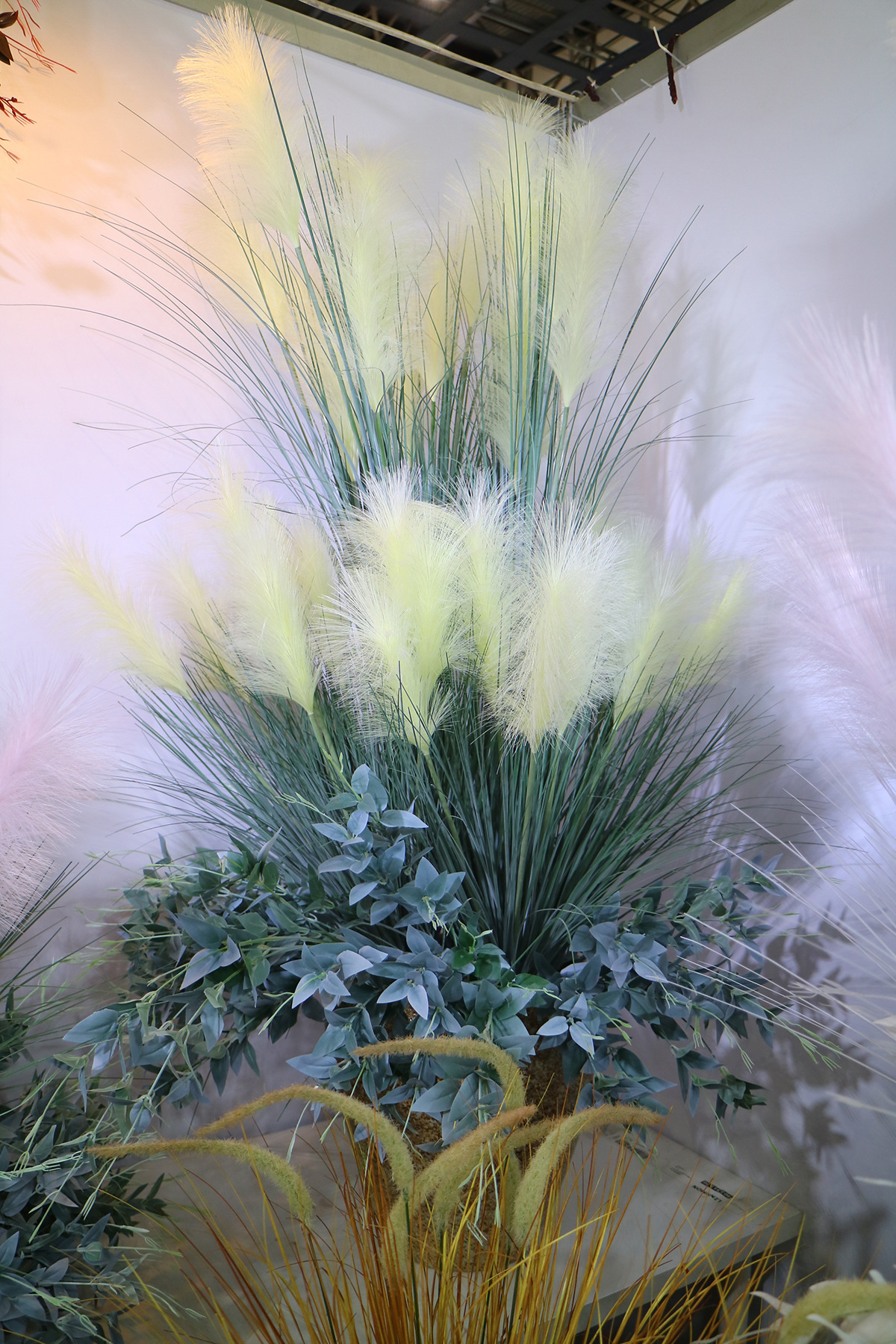 仿真单支芦苇草绿色植物盆栽 森系婚礼家居落地摆设假花狗尾草