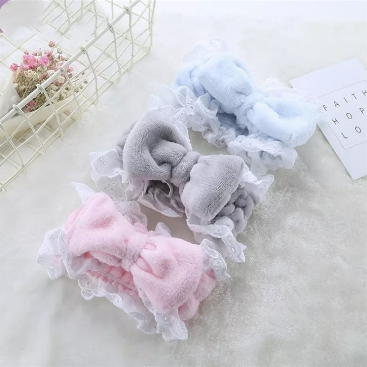 Wholesale Japanese Sweet Lace Bow Hair Band Internet Celebrity Mori Women's Makeup and Face Wash Hair Band