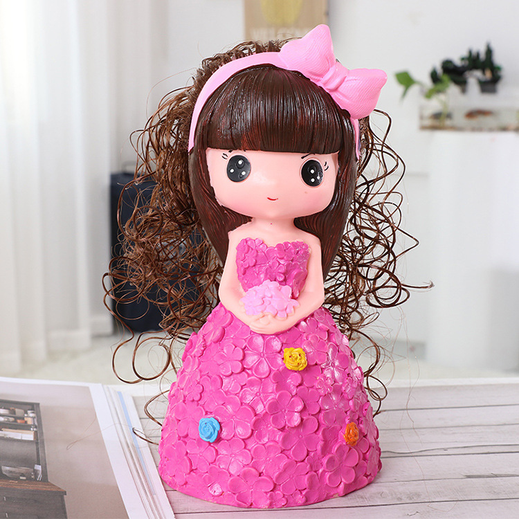 创意可爱公主存钱罐儿童情侣搪胶耐摔女孩储蓄 罐超大号防摔礼物