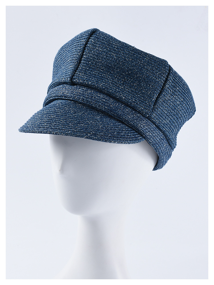 帽子女夏季日系文艺草编报童帽休闲百搭纯色八角帽复古遮阳画家帽