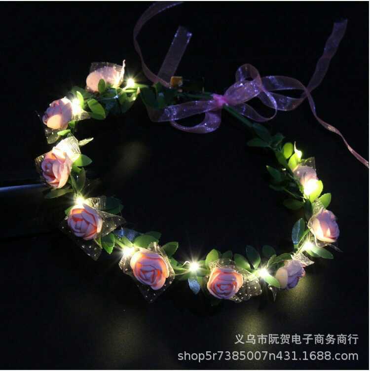 Luminous Garland Tourism Scenic Spot Mori Girl Rattan Rose Luminous Led Garland Headband Hair Accessories