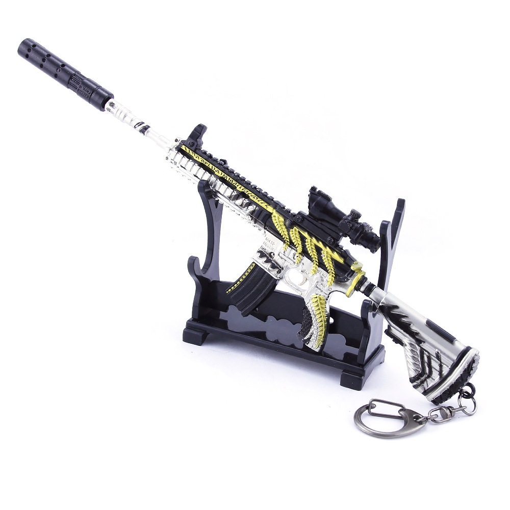 和平精英周边 黄金龙骨m416步枪钥匙扣 合金武器模型