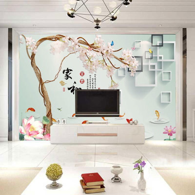 家和万事兴电视背景墙纸壁纸客厅中式现代简约8d立体凹凸壁画墙布