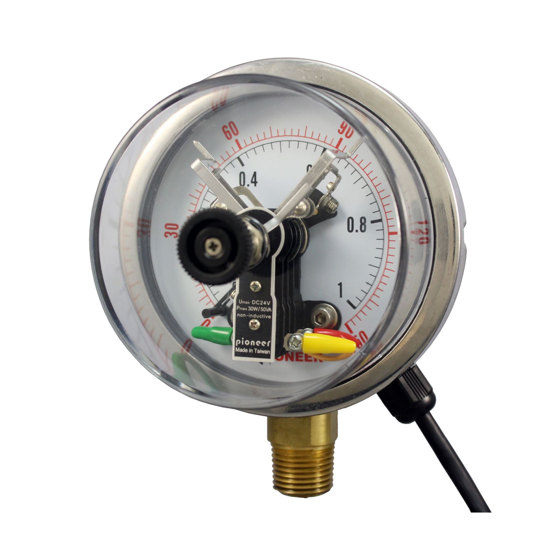 优质100mm径向电接点压力表 电触点压力表 上下限报警接点压力表