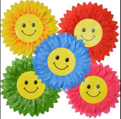 手拿花舞手花幼儿园 中小学生运动会开幕式笑脸向日葵道具手花朵