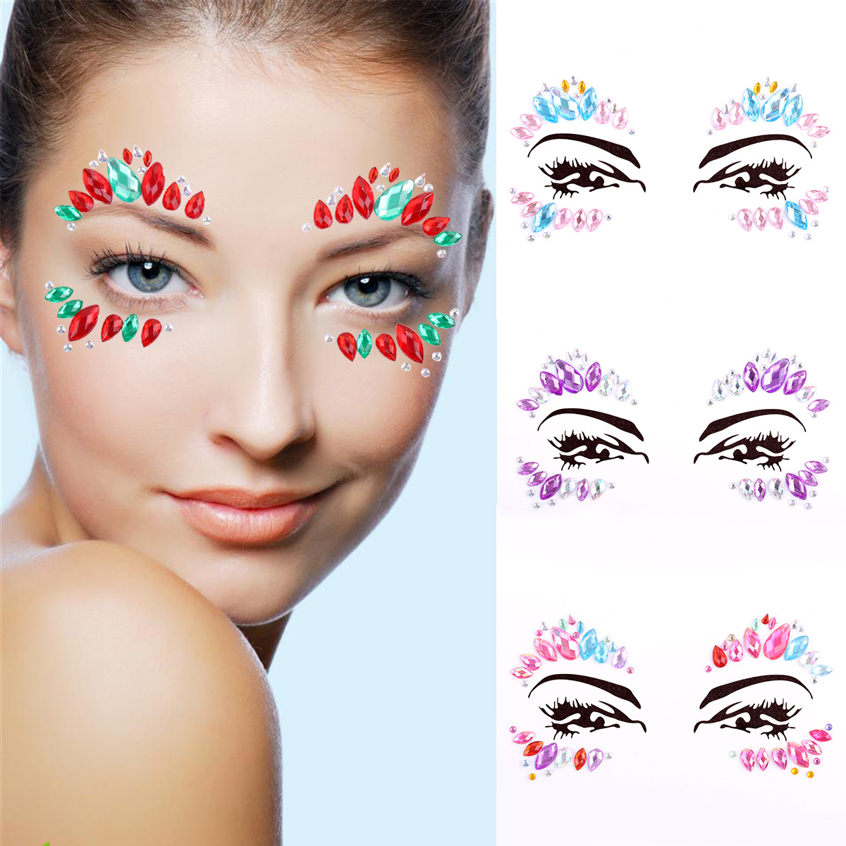 脸贴亚克力脸部贴钻水晶钻石眉心贴钻饰品环保树脂钻脸贴水钻脸贴