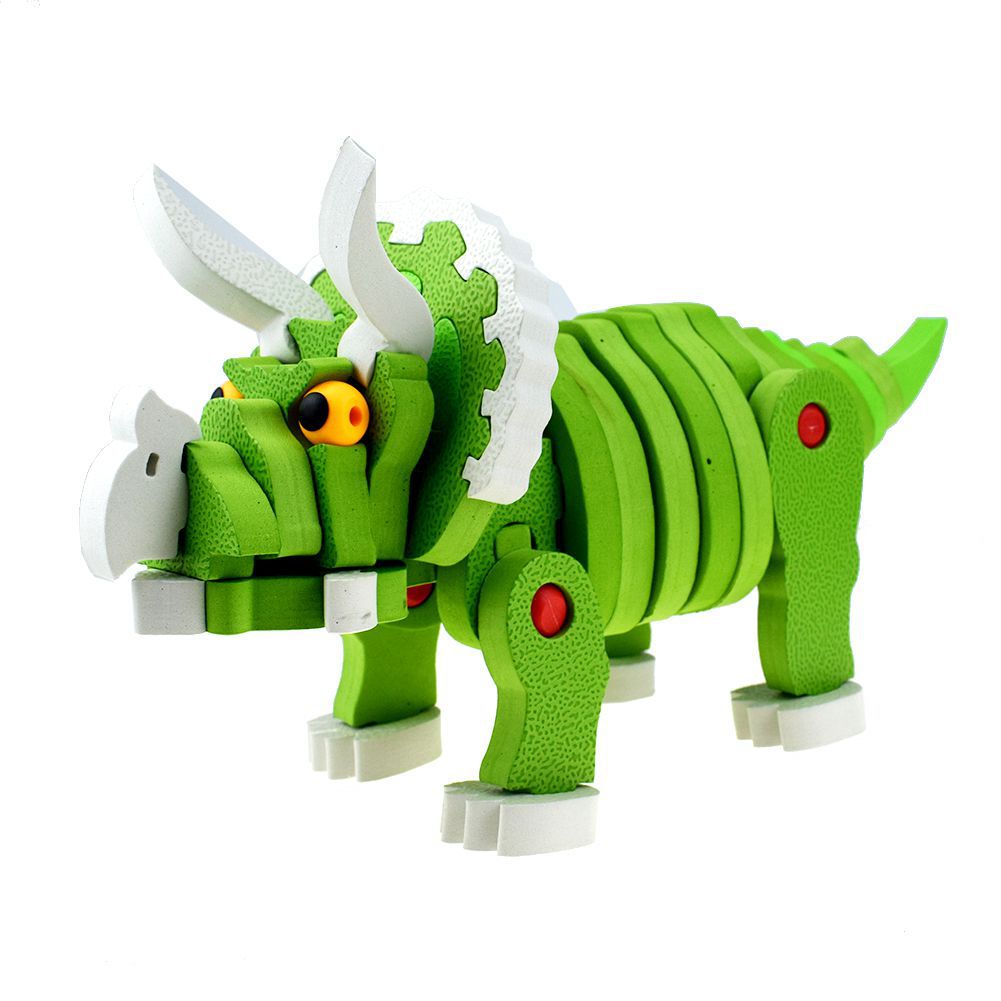 新奇特eva益智拼插三角龙3d立体拼图恐龙拼装益智玩具跨境专供