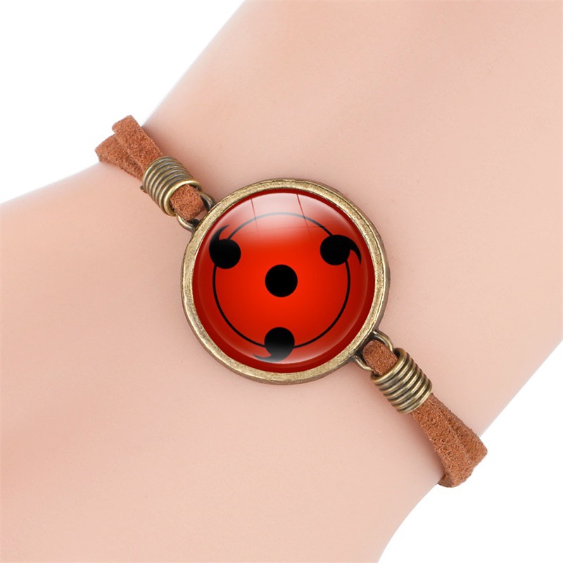 日本动漫火影忍者周边绒绳手链 三勾玉轮回 写轮眼 时光宝石手链