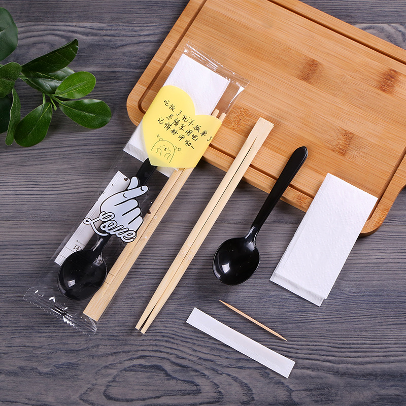 厂家源头工厂 一次性筷子四件套餐具包外卖筷子勺子 商用套装定制