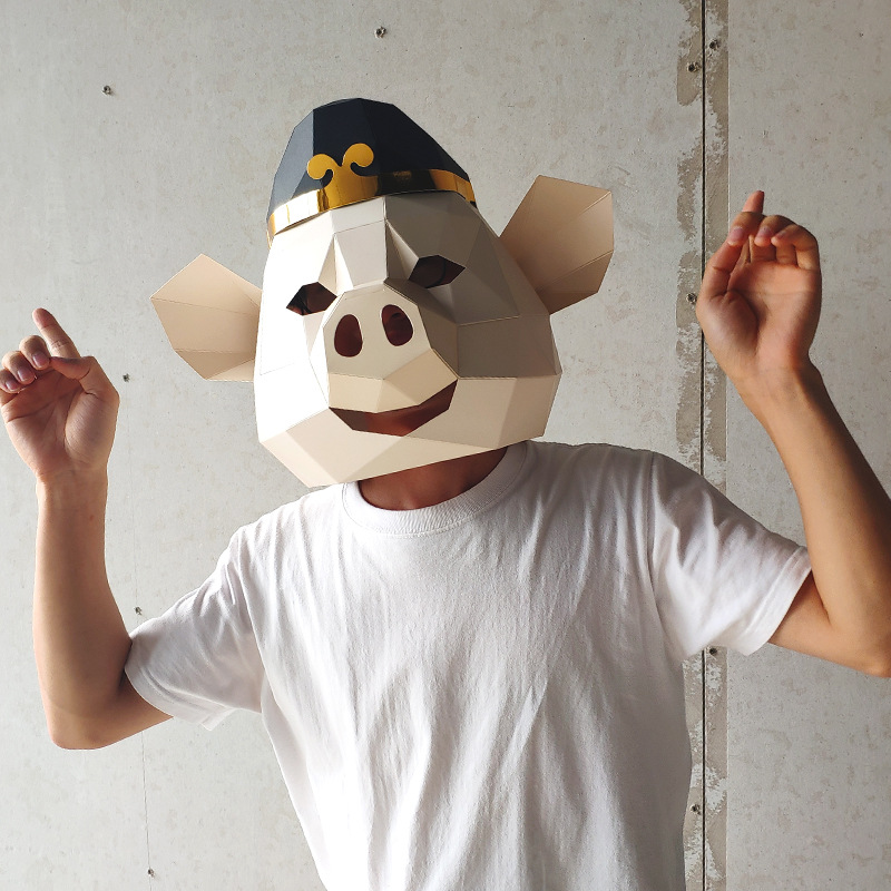 天蓬元帅猪悟能八戒面具手工折纸模头套西游记净坛使者摆挂件道具