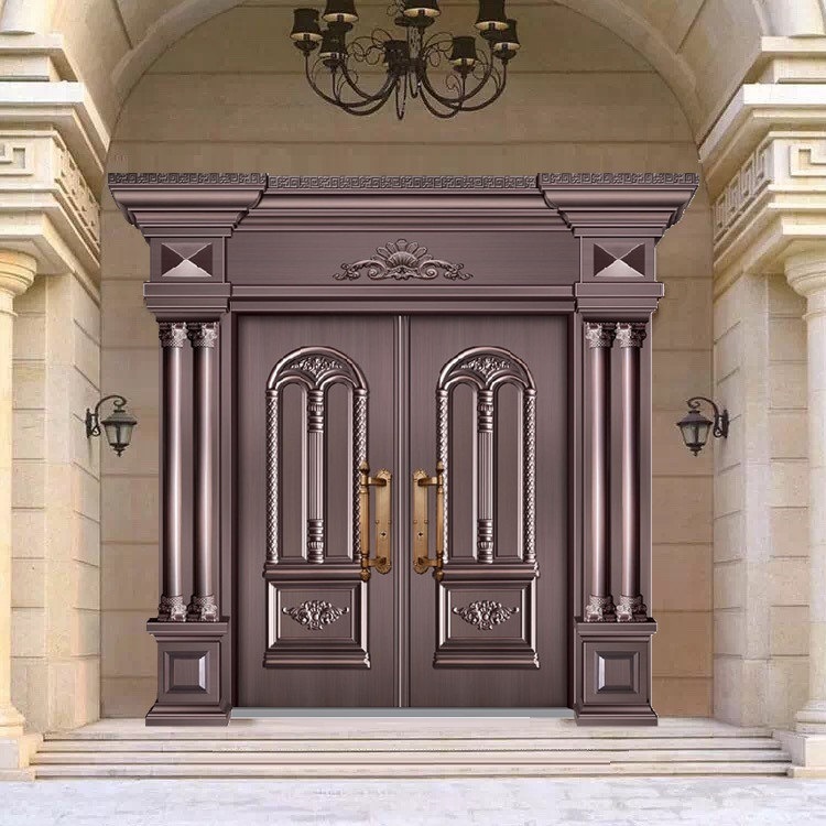镀铜非标大门双开防盗门 别墅客厅进户门 高档仿真铜门甲级安全门