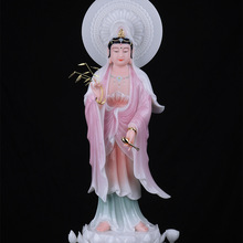 厂家直销家用供奉汉白玉粉色佛像阿弥陀佛观音菩萨神像摆件可定制