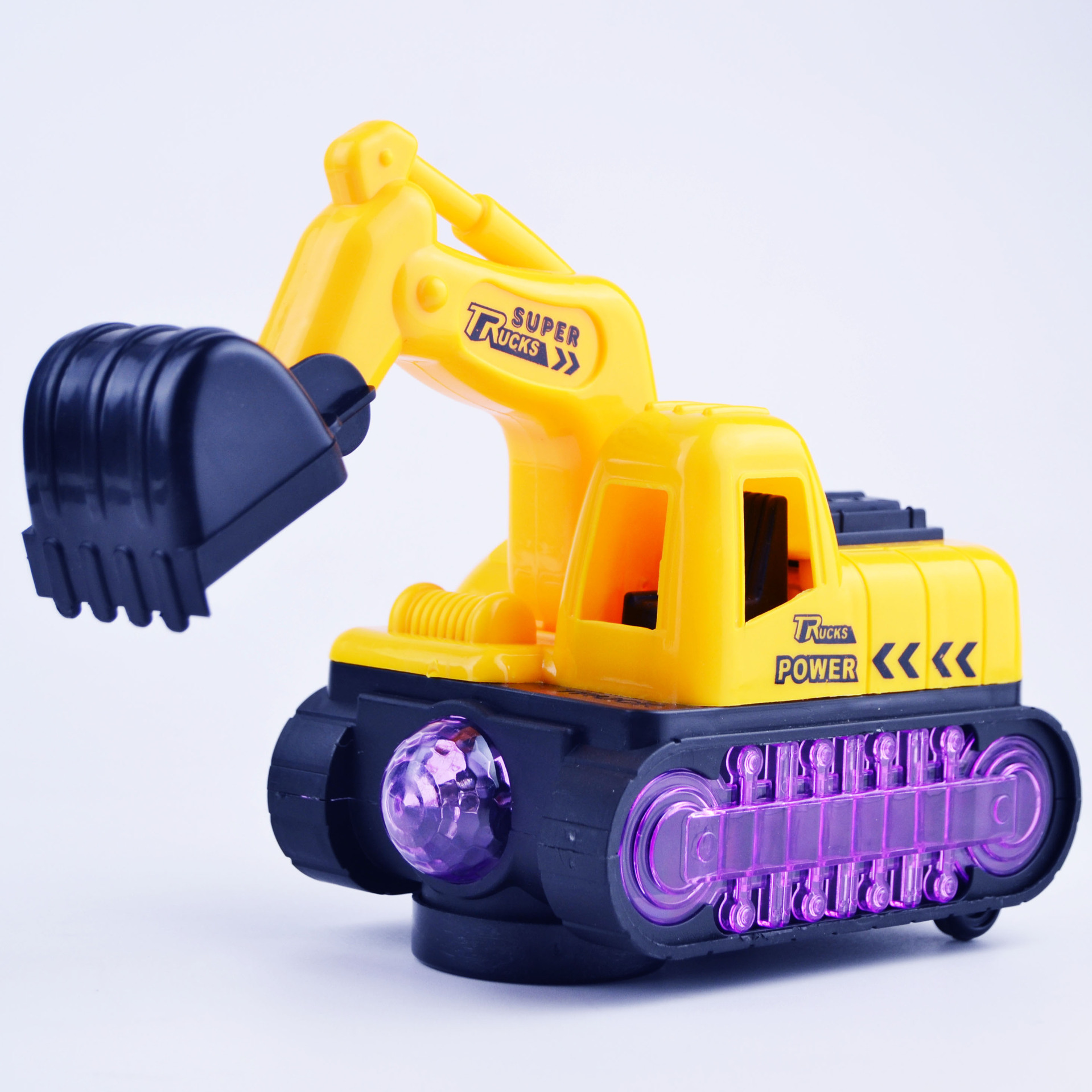 电动工程车模型 万向音乐发光 塑料挖掘机模型玩具 儿童玩具