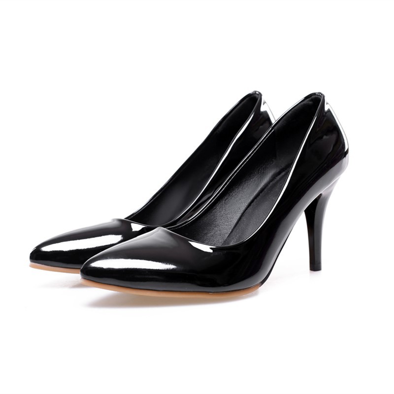 跨境外贸大码女鞋时尚尖头跟鞋职业女单鞋4041424344454647码