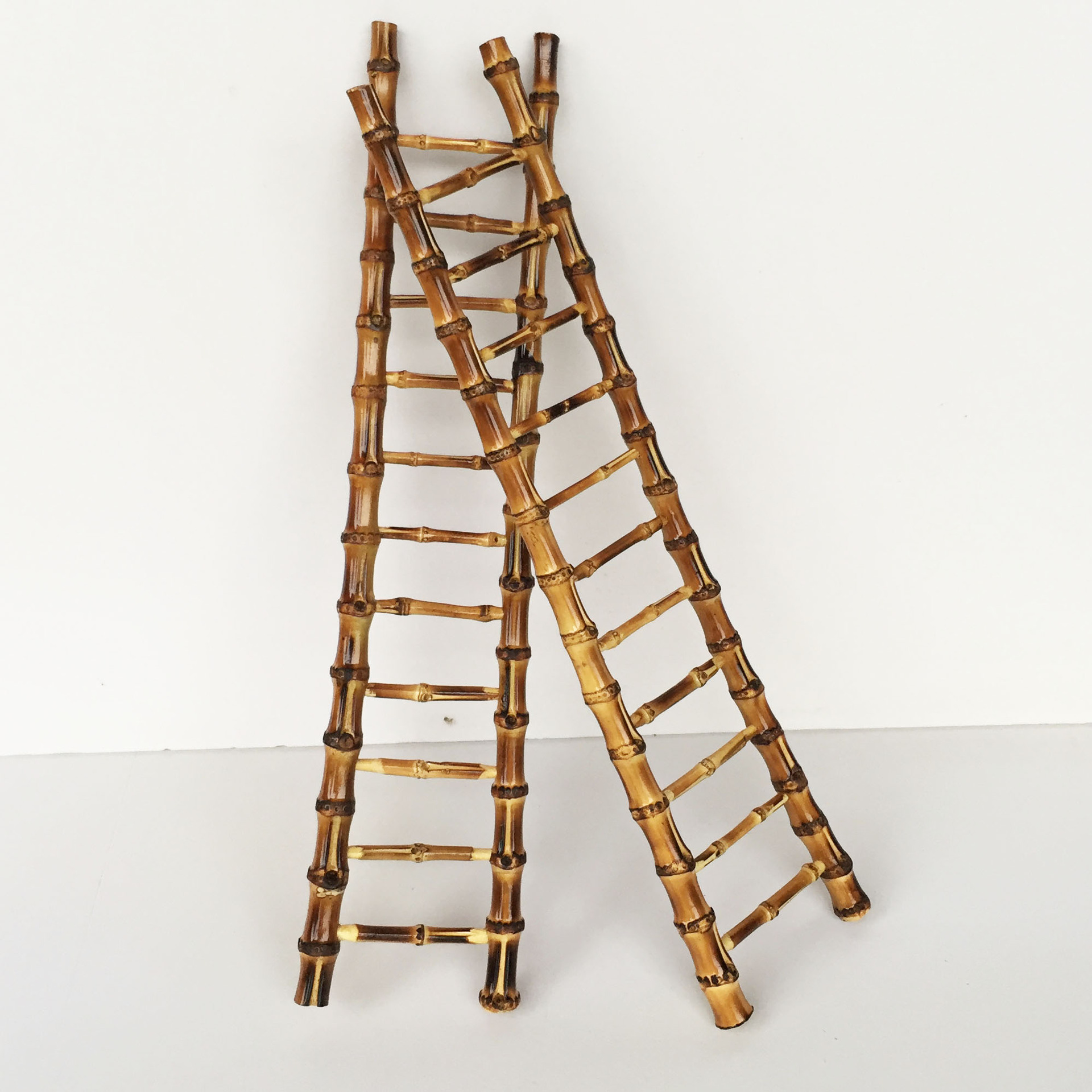 工艺品小竹梯节节高茶道杯架小摆件竹节