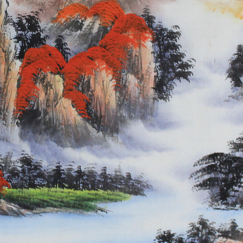 纯手绘国画山水画名人字画批发鸿运当头聚宝盆客厅办公室风水画