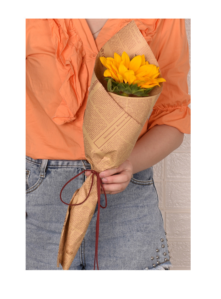 厚英文报纸复古风格牛皮纸背景纸包书礼品鲜花束包装纸本色包花纸