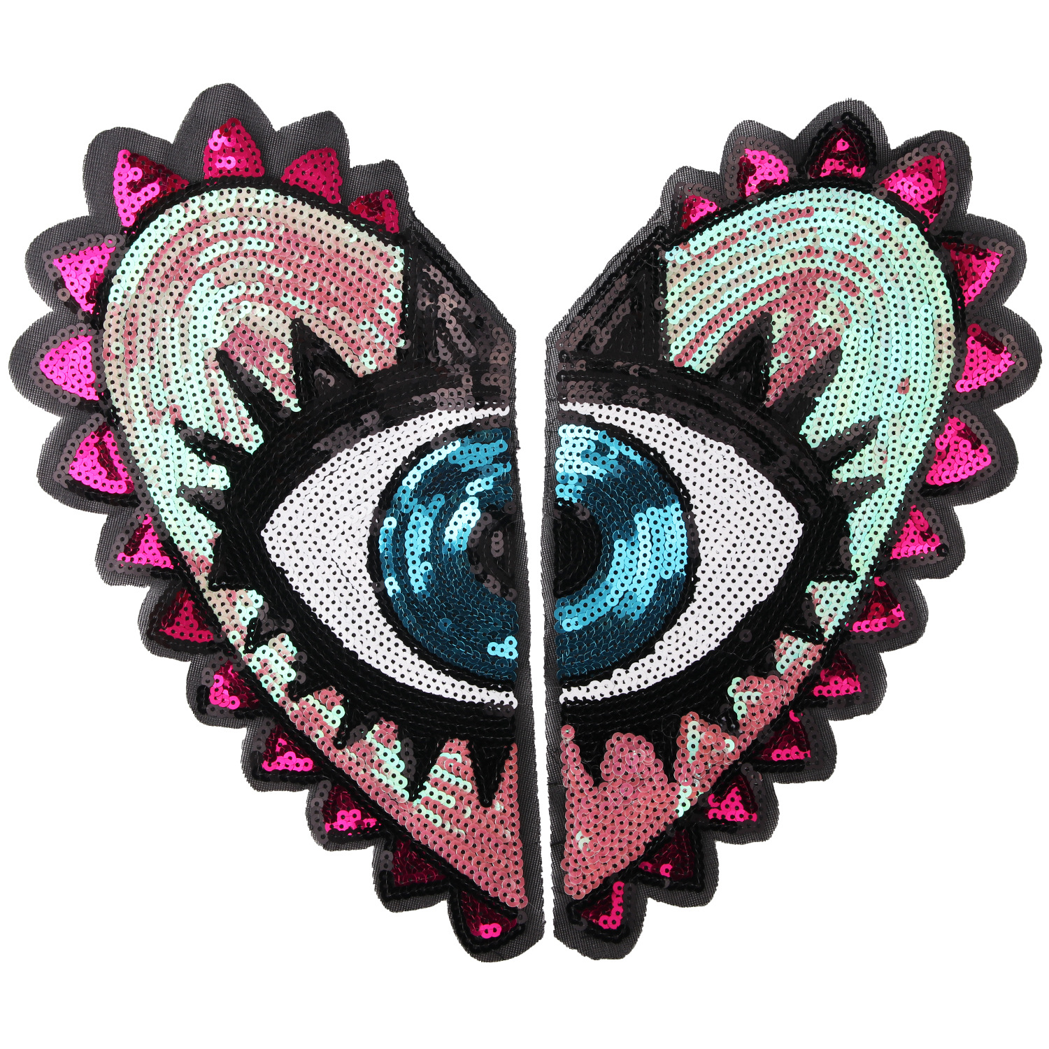 卡通大号亮片爱心眼睛布贴补丁贴徽章 服装辅料牛仔衣装饰不带胶