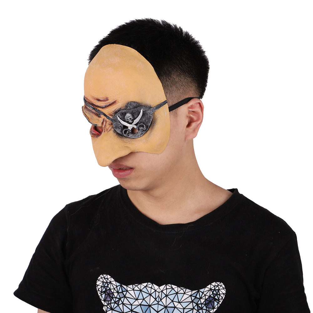 万圣节化妆舞会 搞怪搞笑恐怖鬼脸独眼海盗面具 恶棍头套派对文化