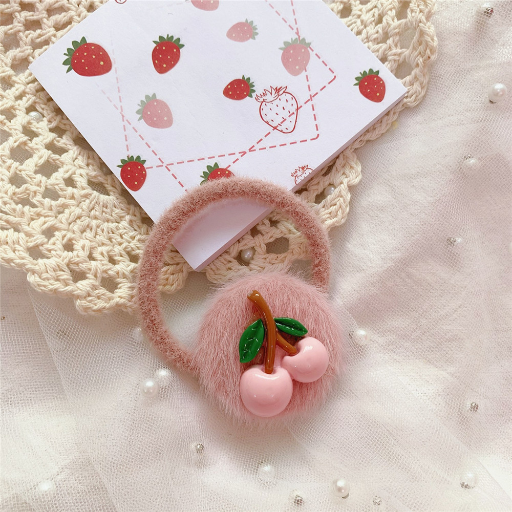 韩版网红ins发绳可爱少女樱桃头绳森系ins风不伤发小皮筋毛呢发圈