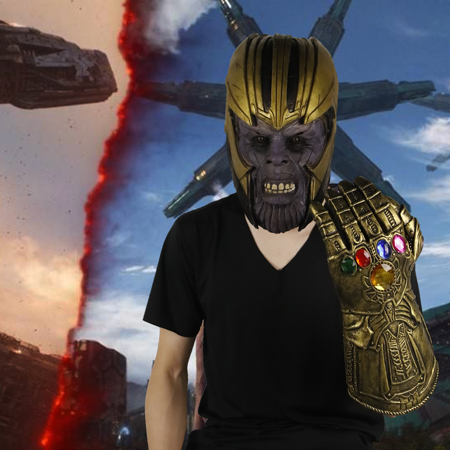 紫色头盔灭霸头套漫威周边cosplay道具万圣节面具舞会角色扮演