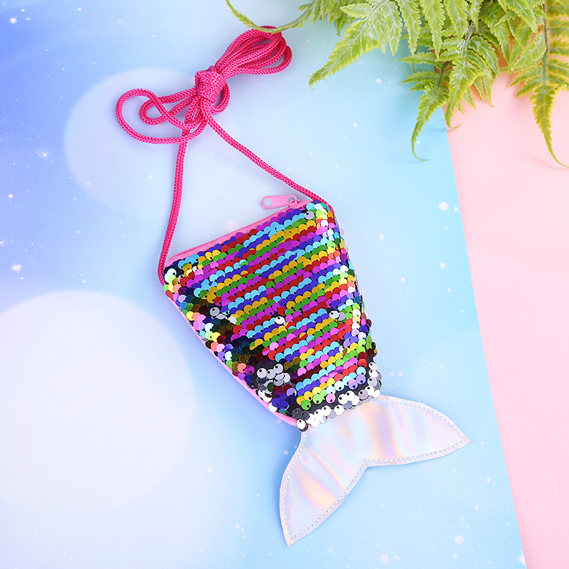 New Mermaid Tail Crossbody Bag Creative Children's Shoulder Sequined Small Shoulder Bag Storage Lanyard Coin Purse Wholesale