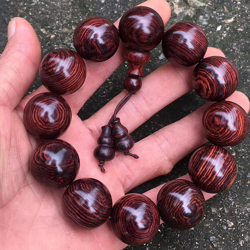 厂家批发紫花梨佛珠手串108颗桶珠民族风手饰男女情侣