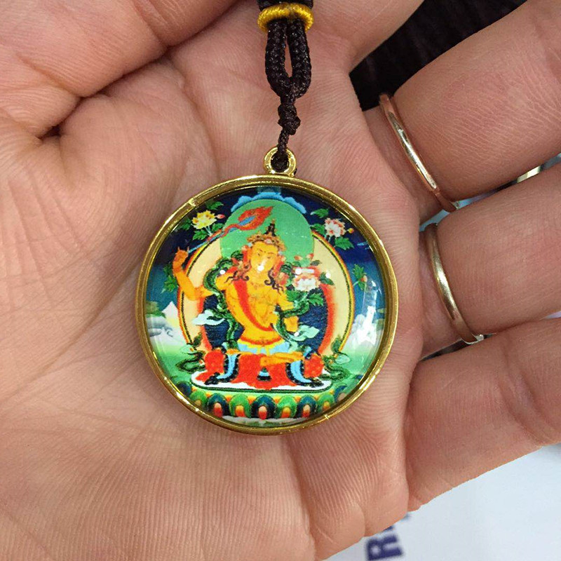 藏传佛教亚克力法王如意宝索达吉堪布吊坠佛像项链圆形饰品