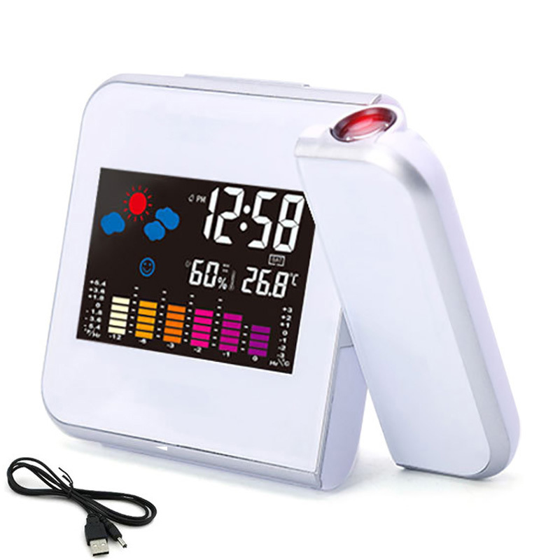 Cross-Border Electronic Color Screen Weather Station Clock Weather Forecast Projection Clock 8190 Color Screen Rotation 